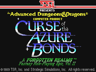 Advanced Dungeons & Dragons Curse of the Azure Bonds title screen for Commodore 64